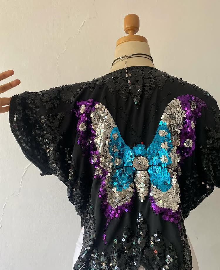 Sequin butterfly top-Size M