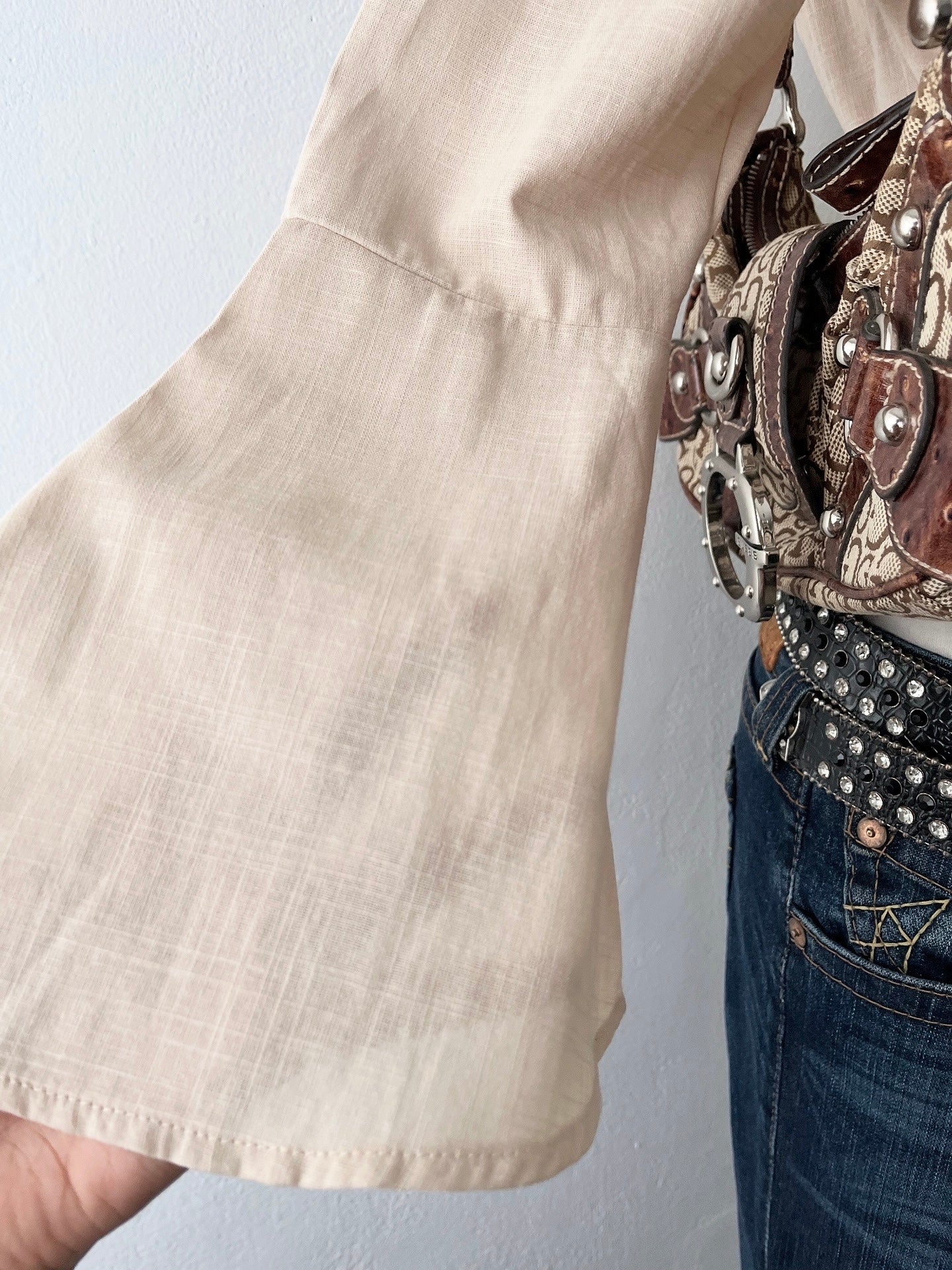 Off shoulder top with flared sleeves