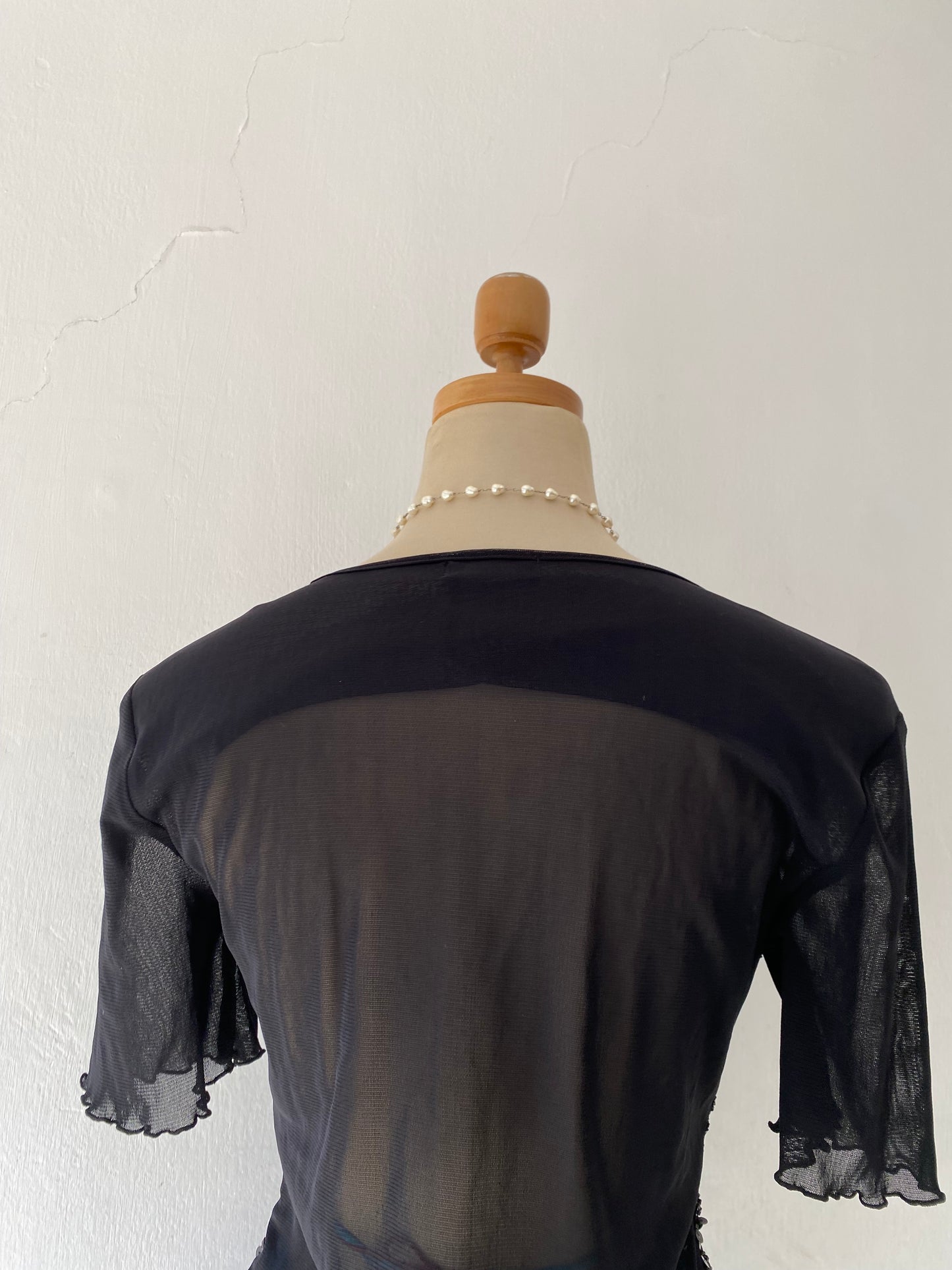 Black sequin-embroidered top