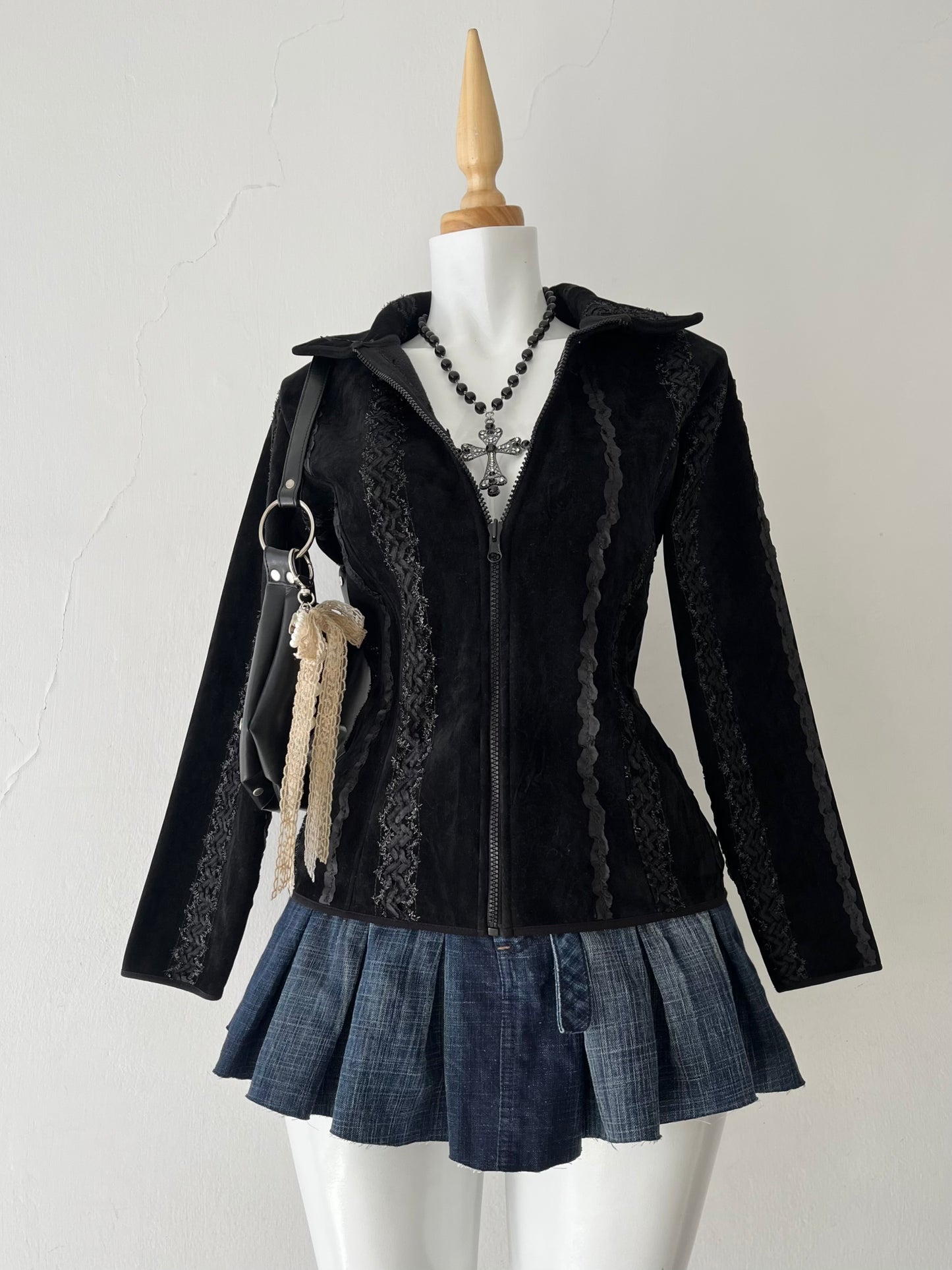 Black jacket with embroidered designs