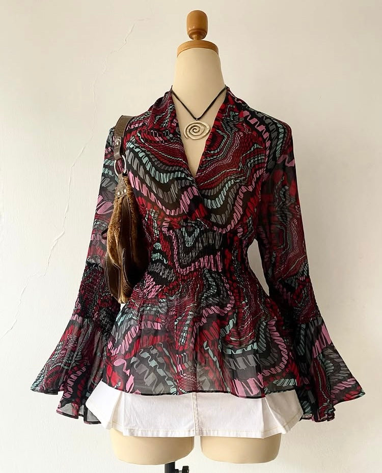 Bohemian blouse with bell sleeves