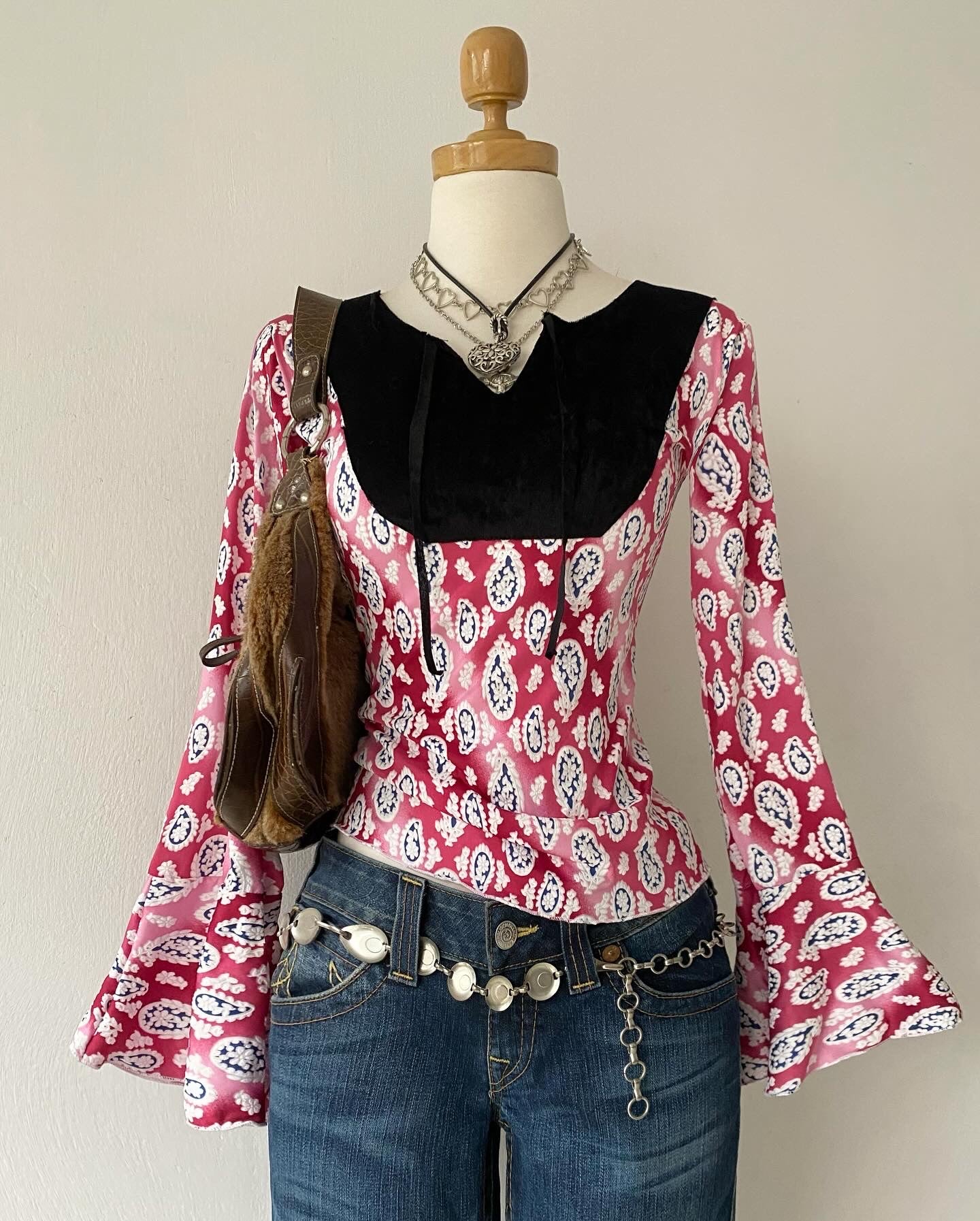 Bohemian flared sleeve top