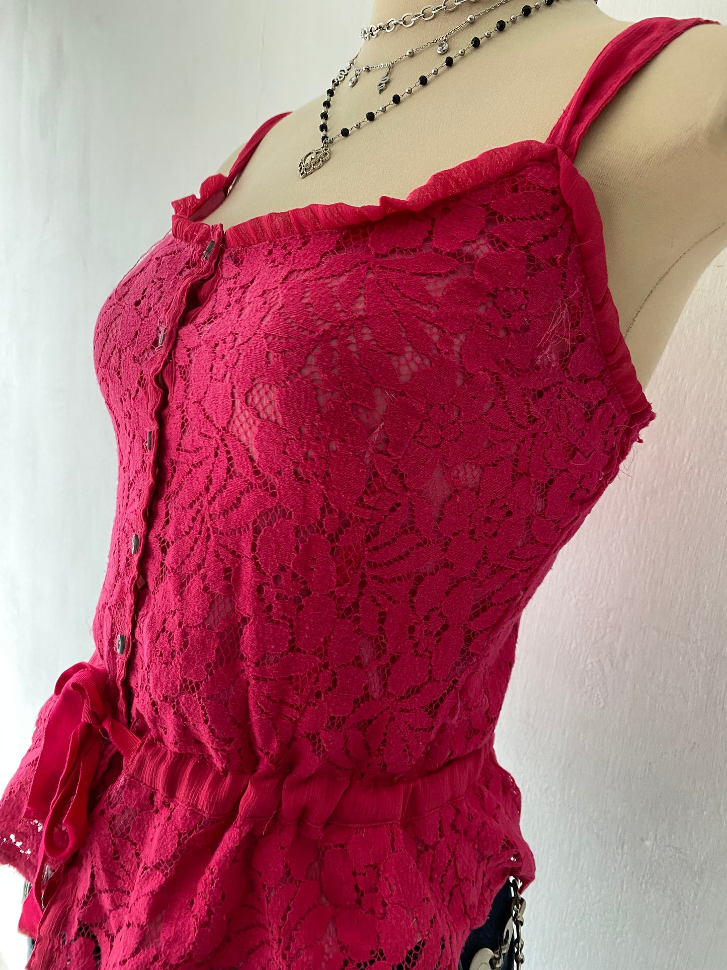 Pink lace top with bow