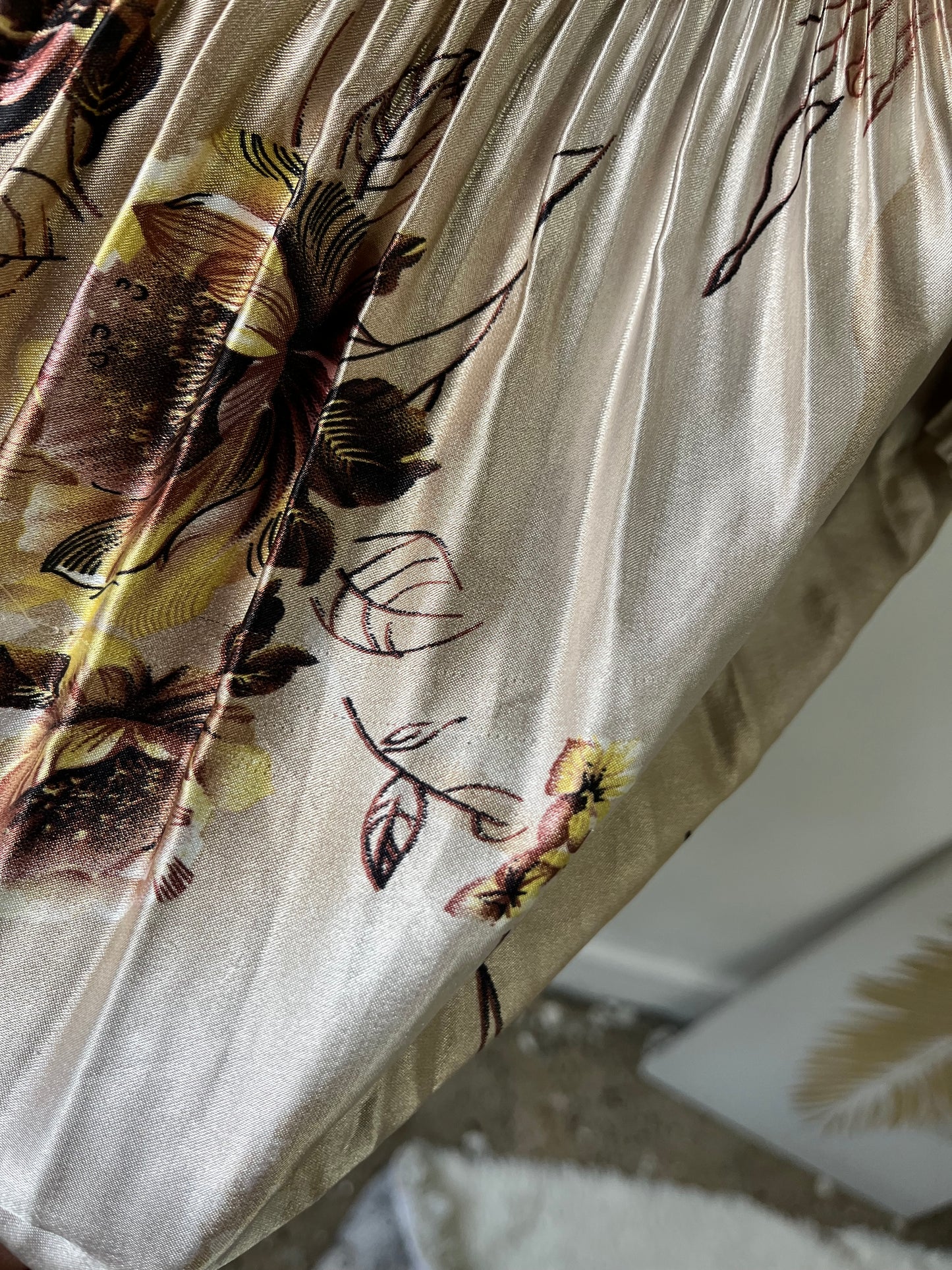 Floral satin silk blouse- size M