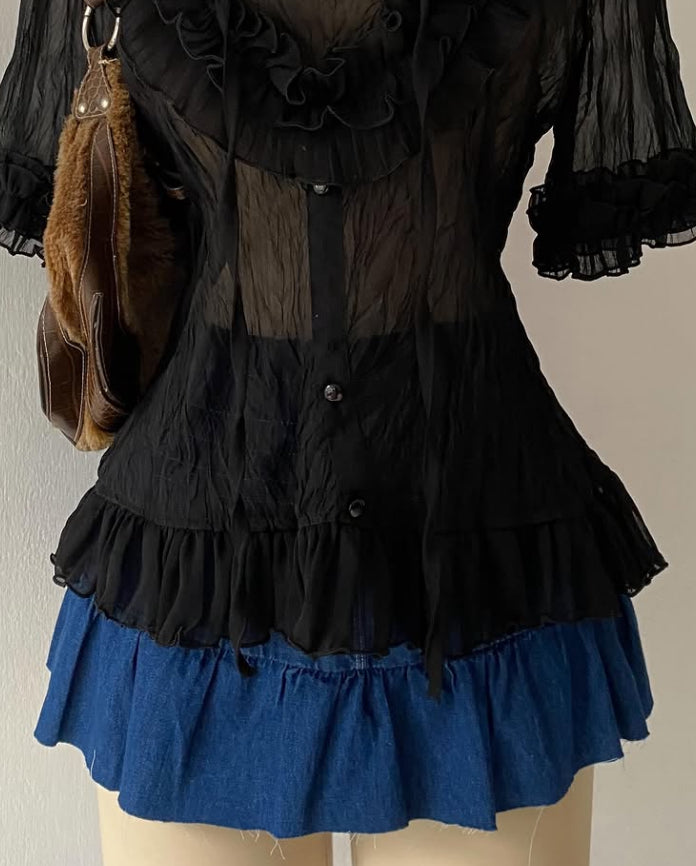Boho chic goth blouse