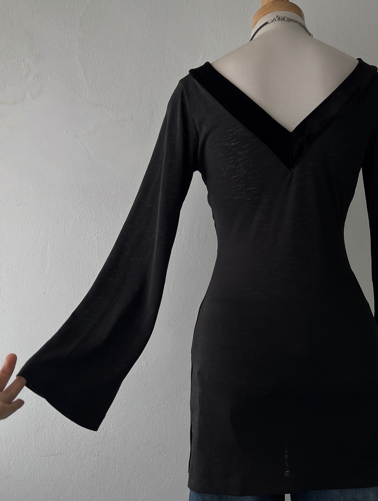 Bell-sleeved polydress top