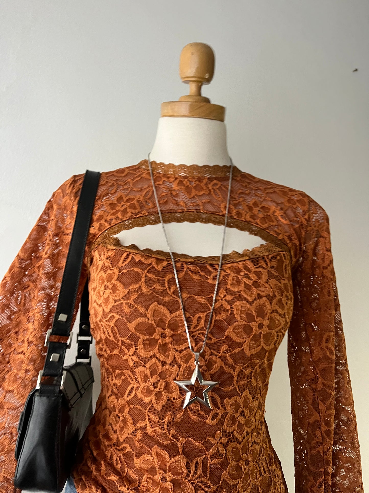 Lace top with flared sleeves