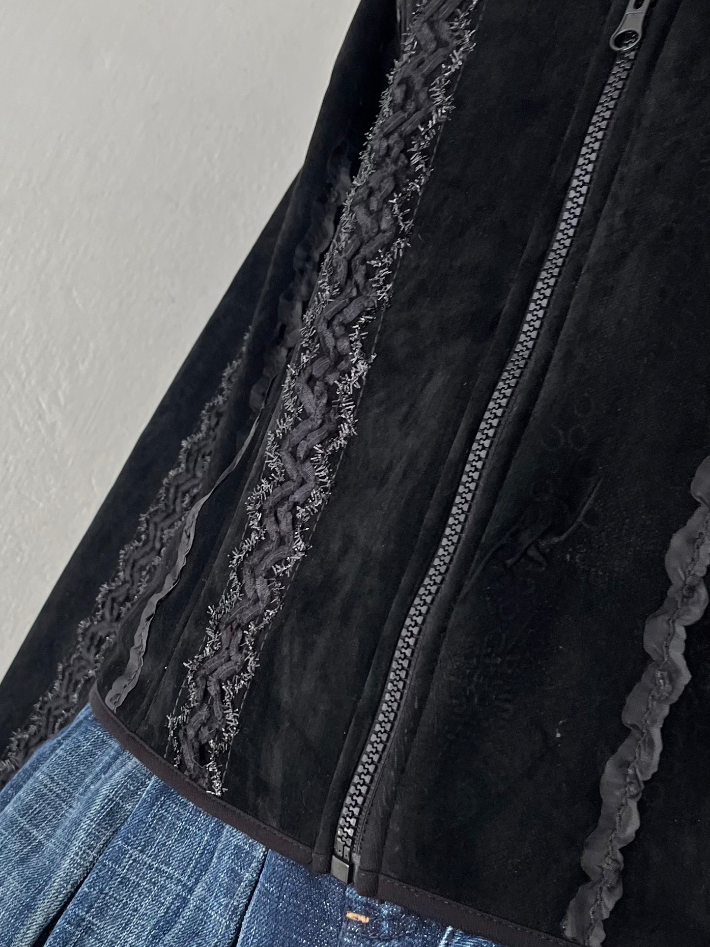 Black jacket with embroidered designs
