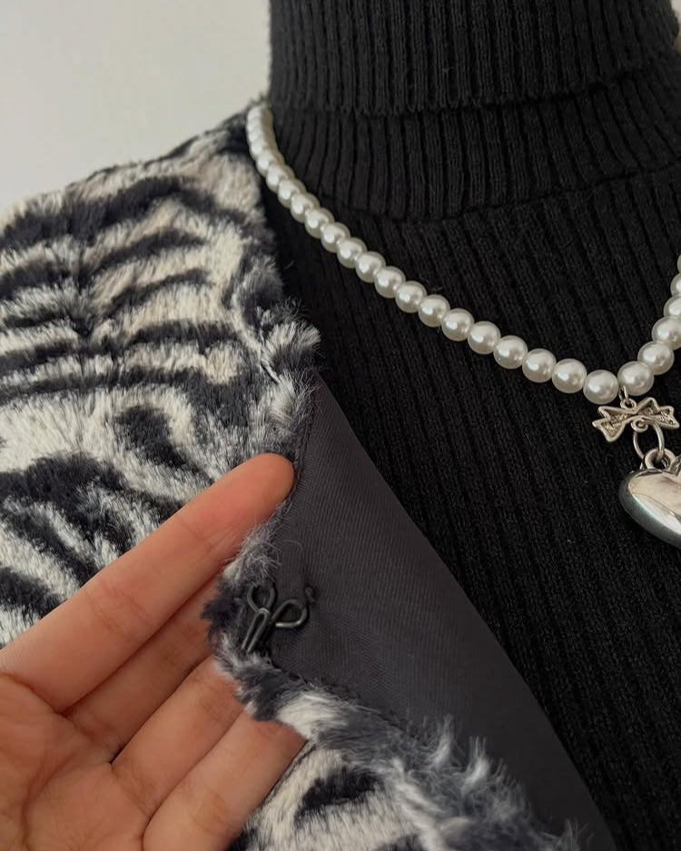 Animal print teddy cardigan