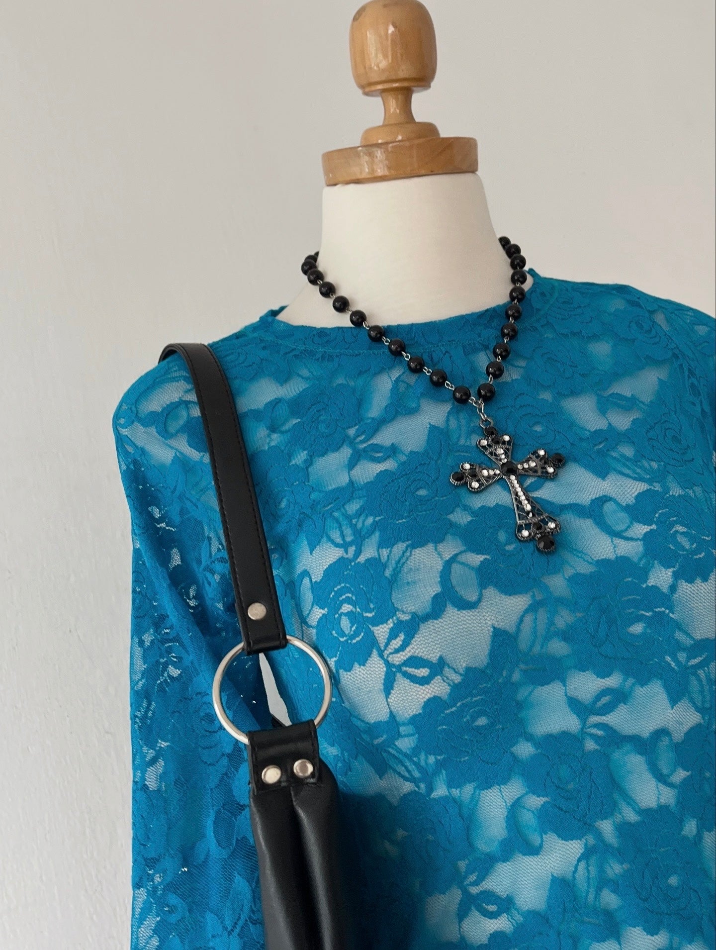 Turquoise lace top