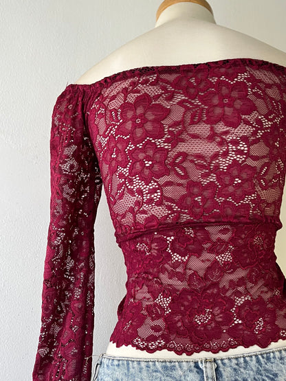 Lace top with flared sleeves