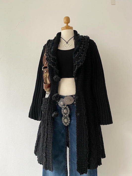 Long wool cardigan