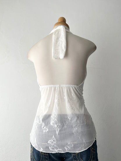 White lace halter top