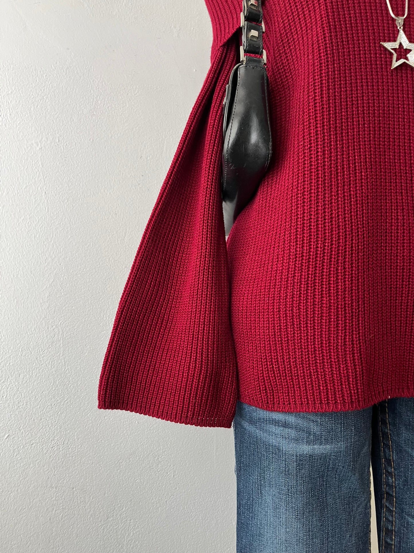 Off shoulder sweater with flared sleeves