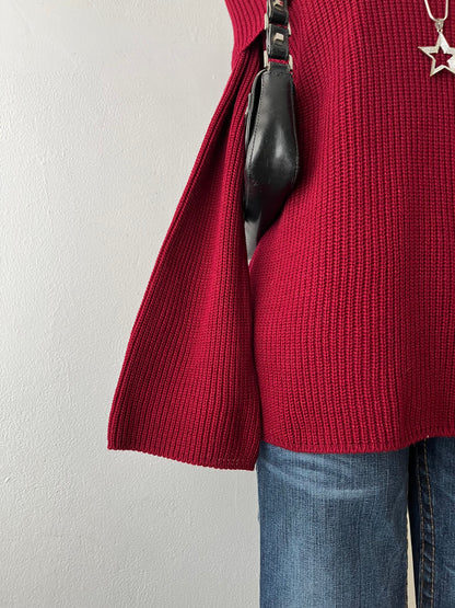 Off shoulder sweater with flared sleeves