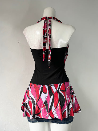 Y2k iridescent halter top