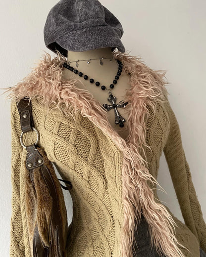 Beige boho cardigan