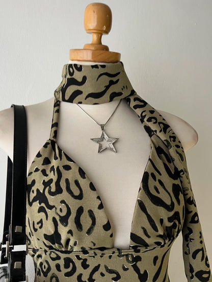 Animal print top + scarf