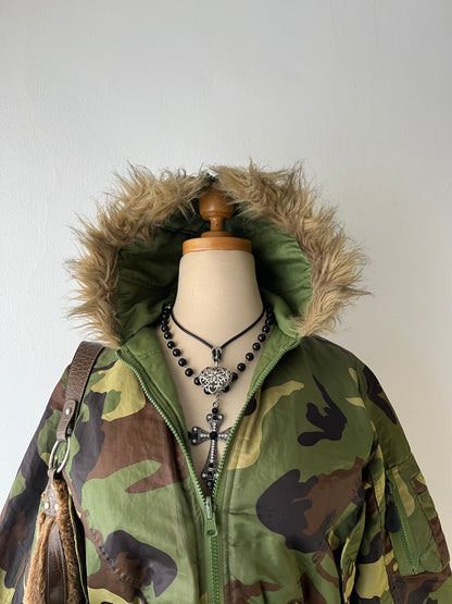 Reversible padded jacket with hood
