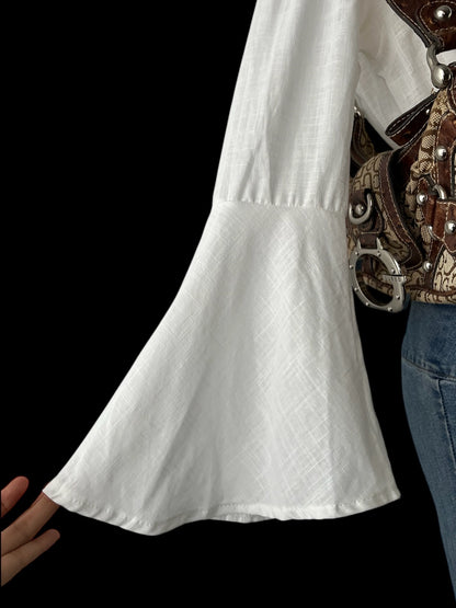 Bell-sleeved off shoulder top