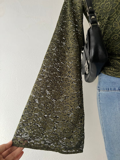 Lace top with flared sleeves