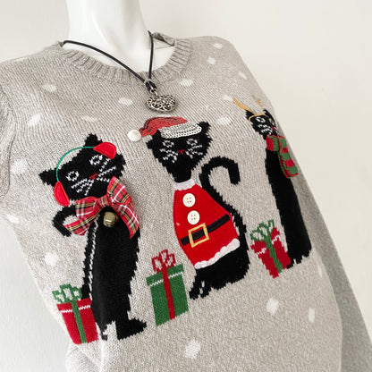 3D Christmas kitten oversized sweater