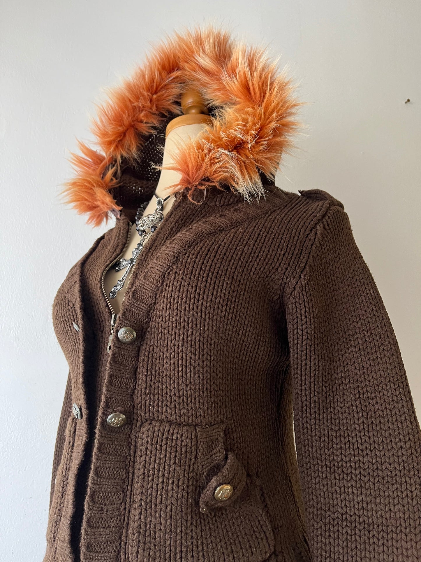 Knitted jacket with hood