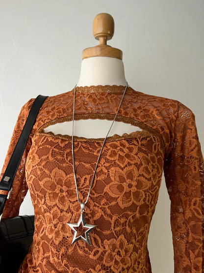 Lace top with flared sleeves