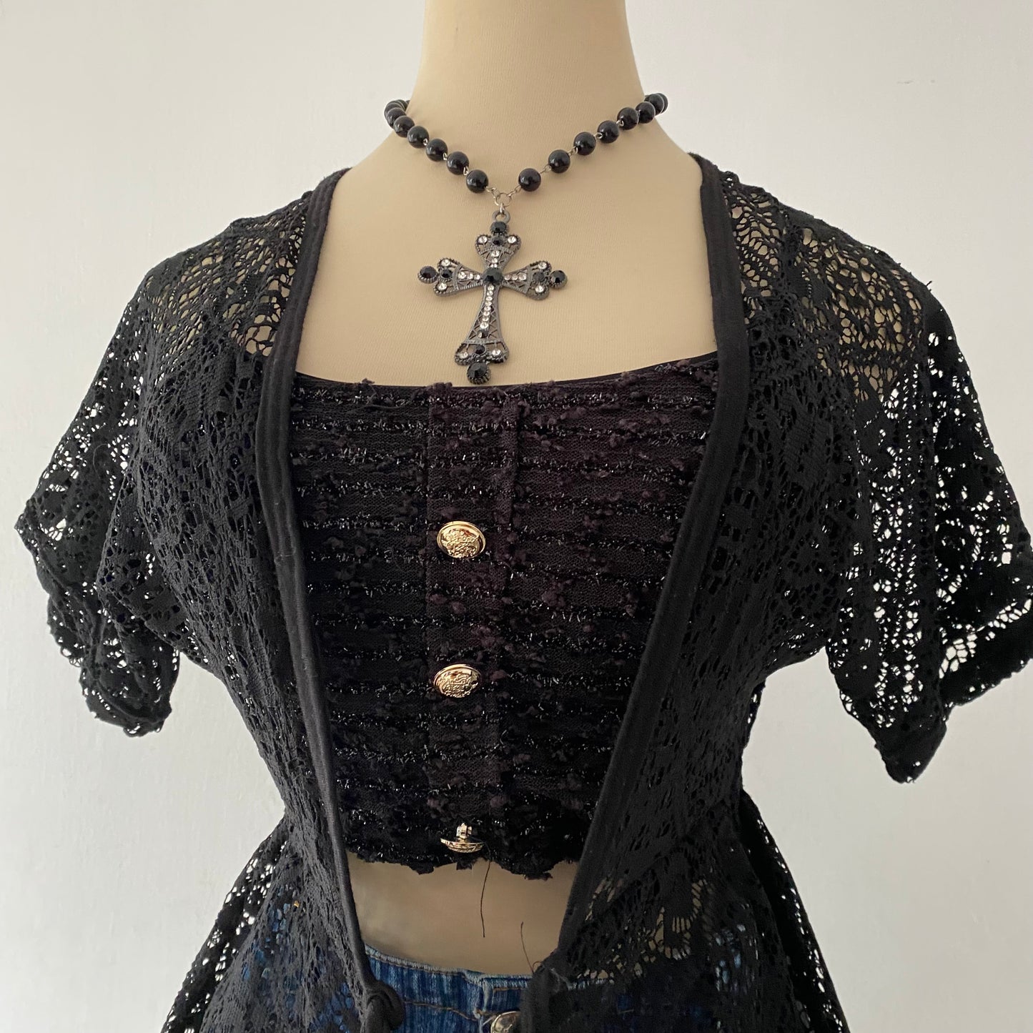 Set (Knitted cardigan + top)