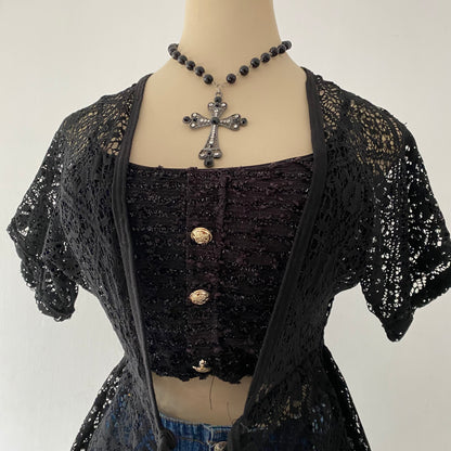 Set (Knitted cardigan + top)