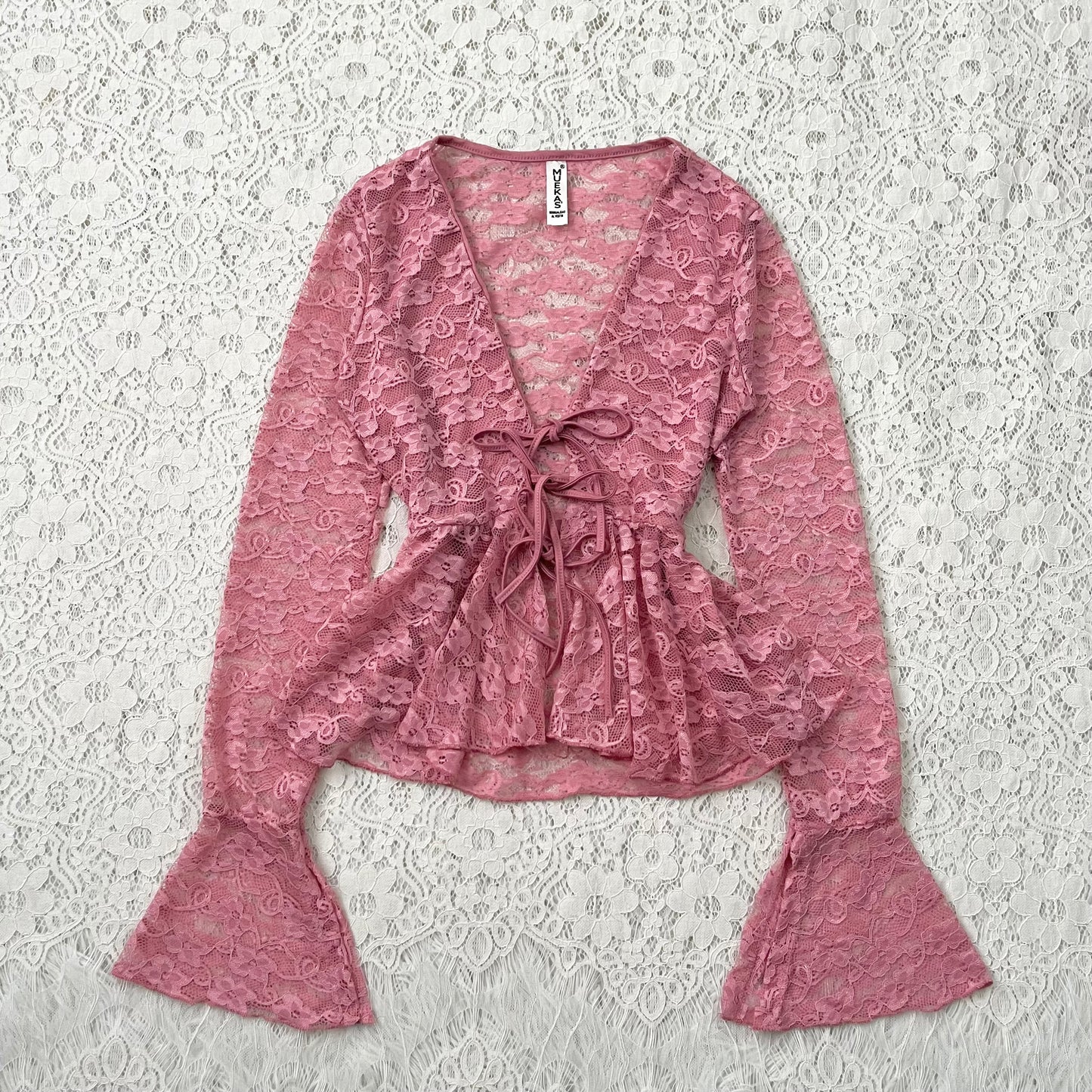 Lace top with flared sleeves