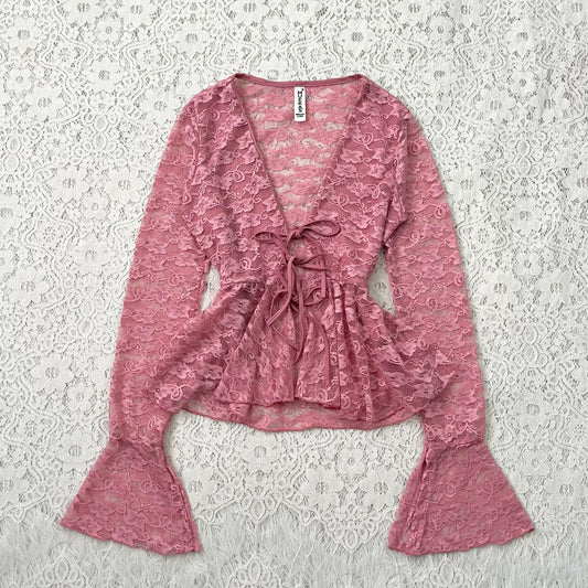 Lace top with flared sleeves