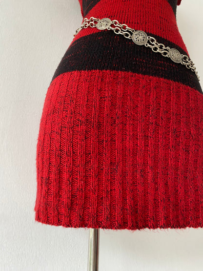 Knitted mini dress + scarf