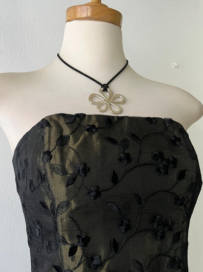 Midnight green corset with floral designs