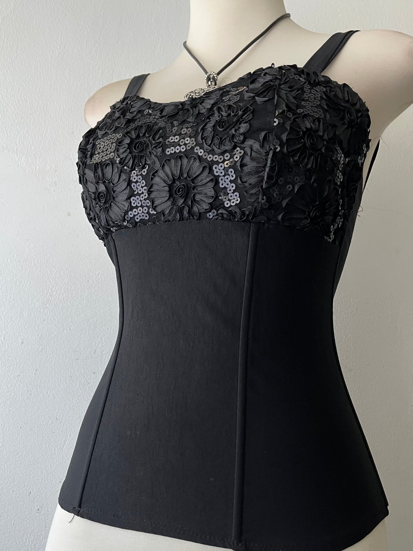 Corset with embroidered sequins