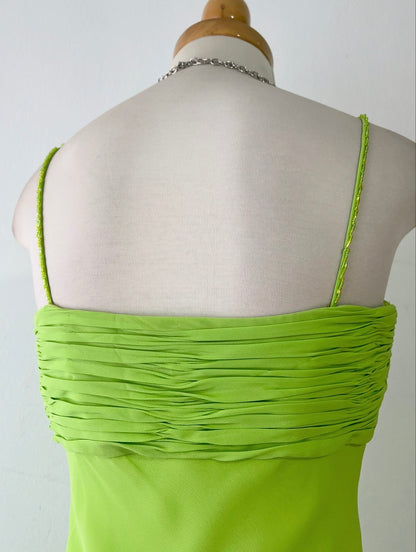 Assymetrical lime green dress