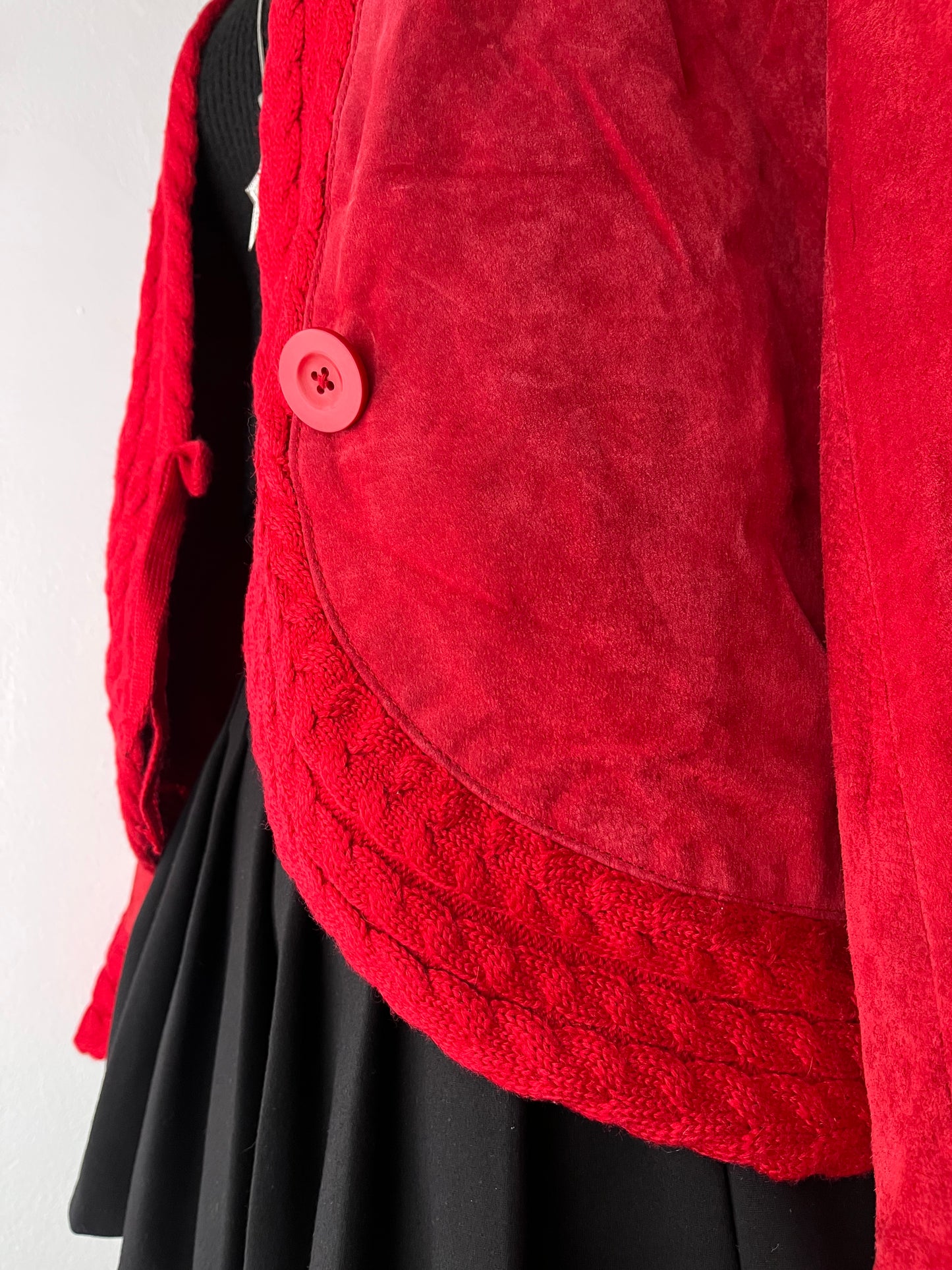 Cable knit and leather suede jacket