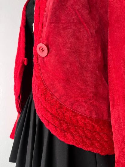 Cable knit and leather suede jacket