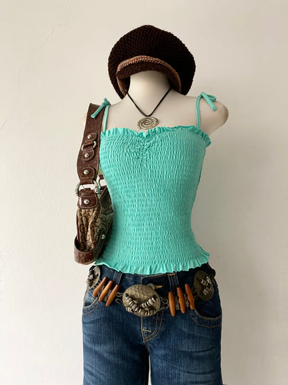 Jade green top with bows