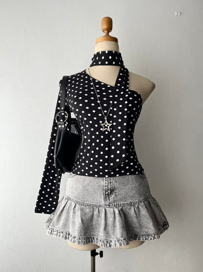 Polka dot top with scarf