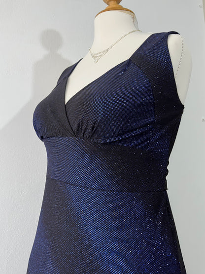 Blue and black sparkly dress with back bow