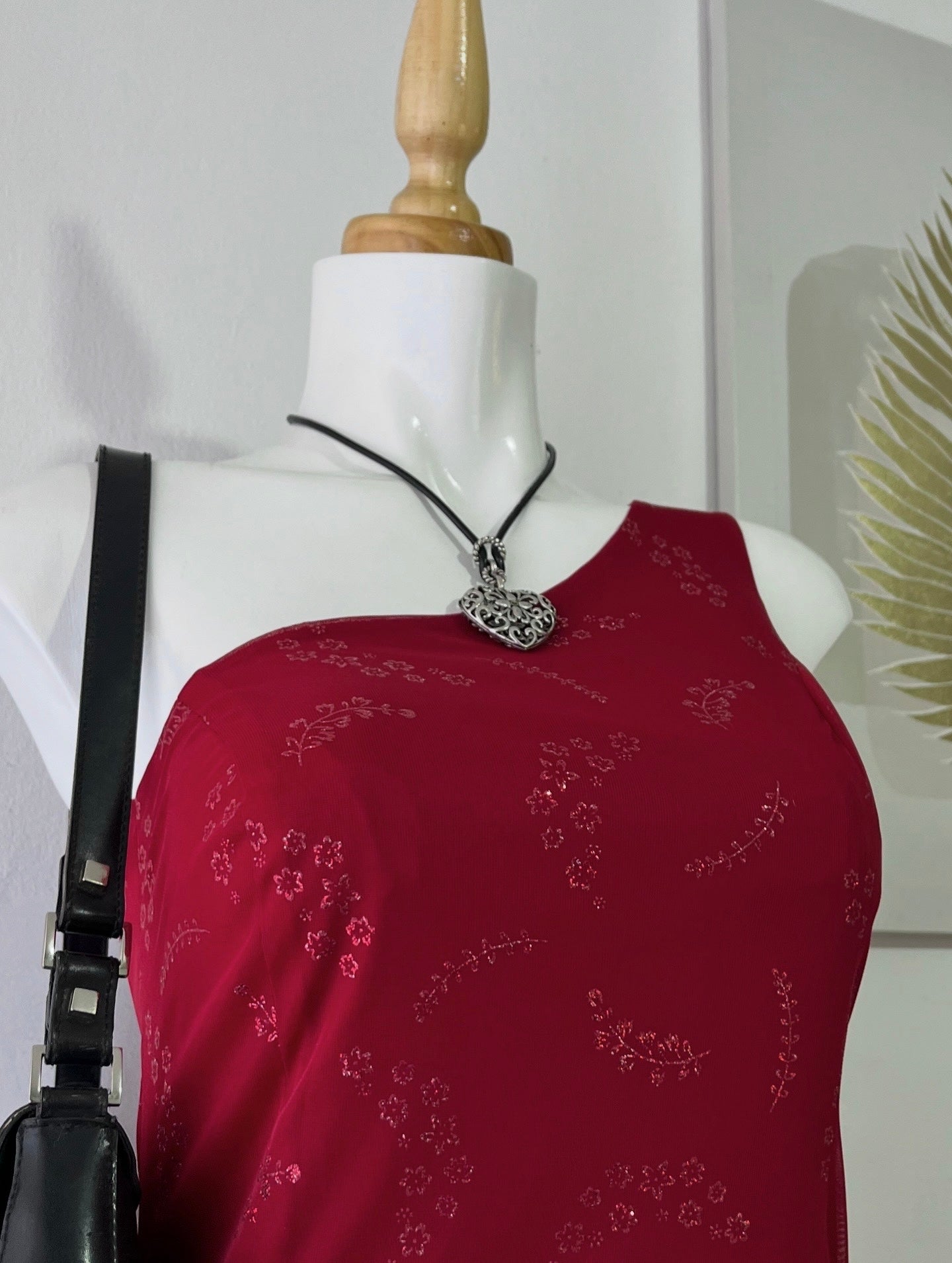 Adorable one-shoulder burgundy dress