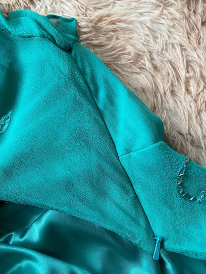 Turquoise silk dress with sequins