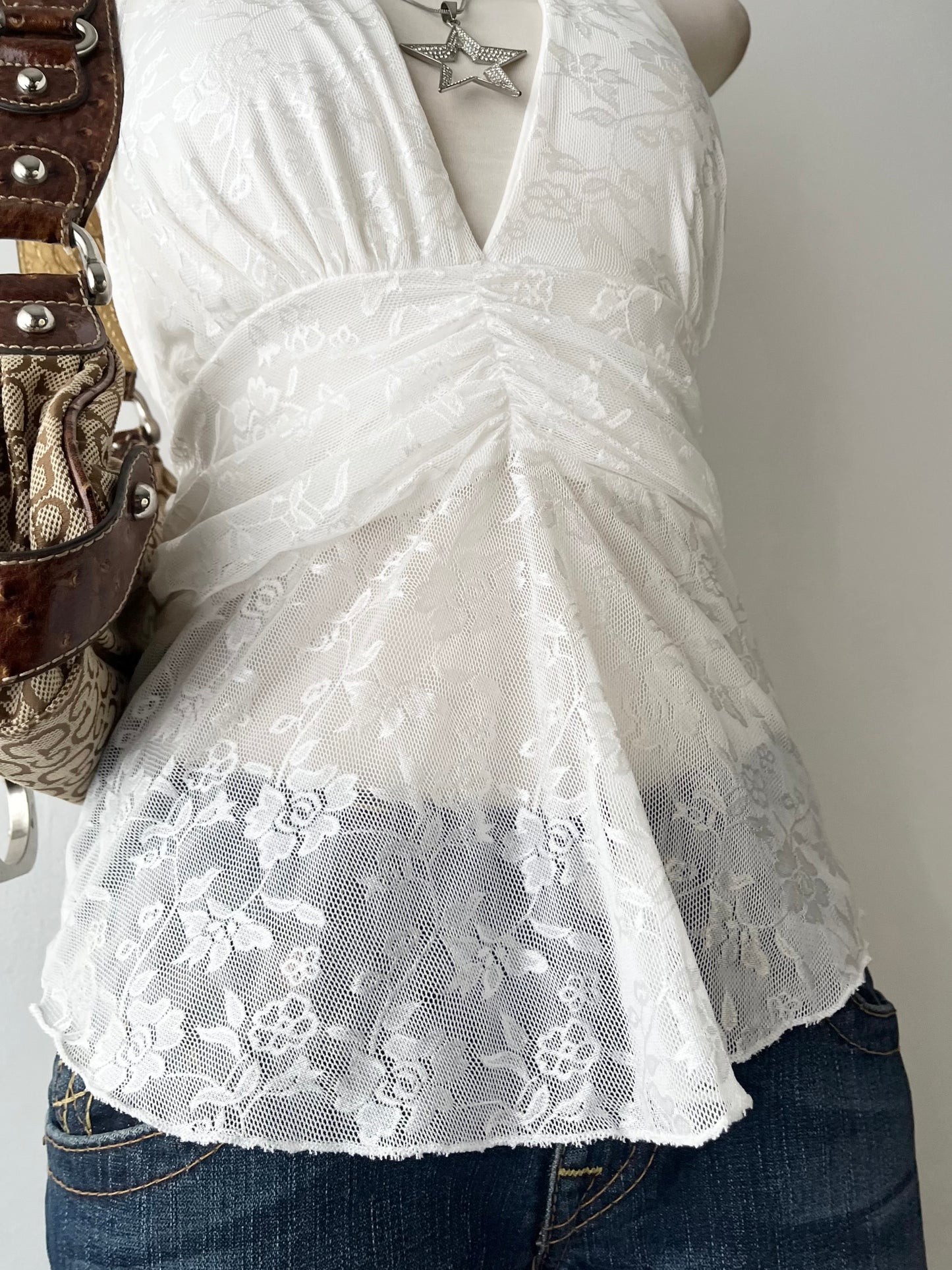 White lace halter top