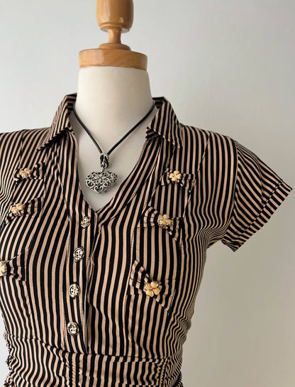 Striped blouse with bows