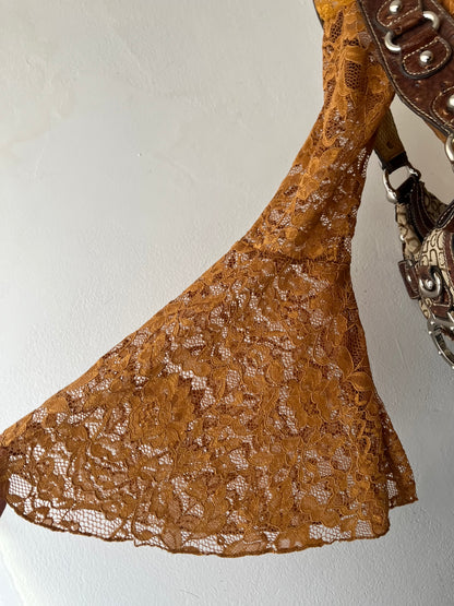 Off shoulder lace top with wide sleeves