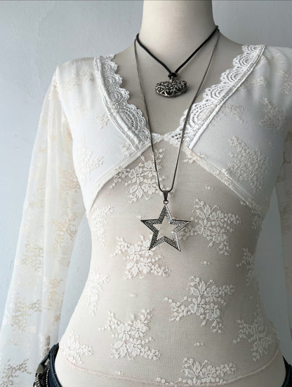 Lace top with bell-sleeves