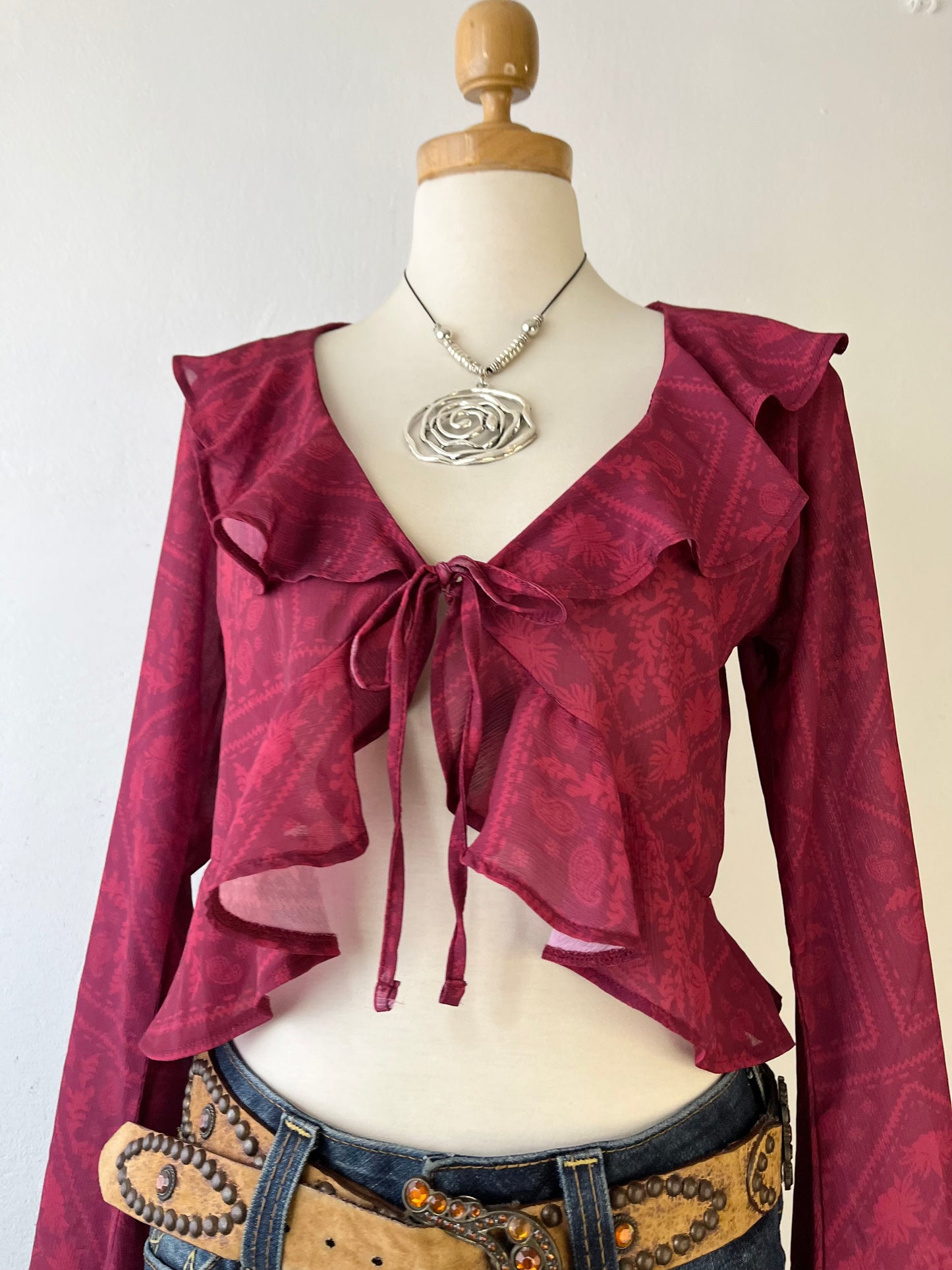 Boho chic blouse with bell sleeves