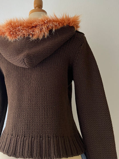 Knitted jacket with hood