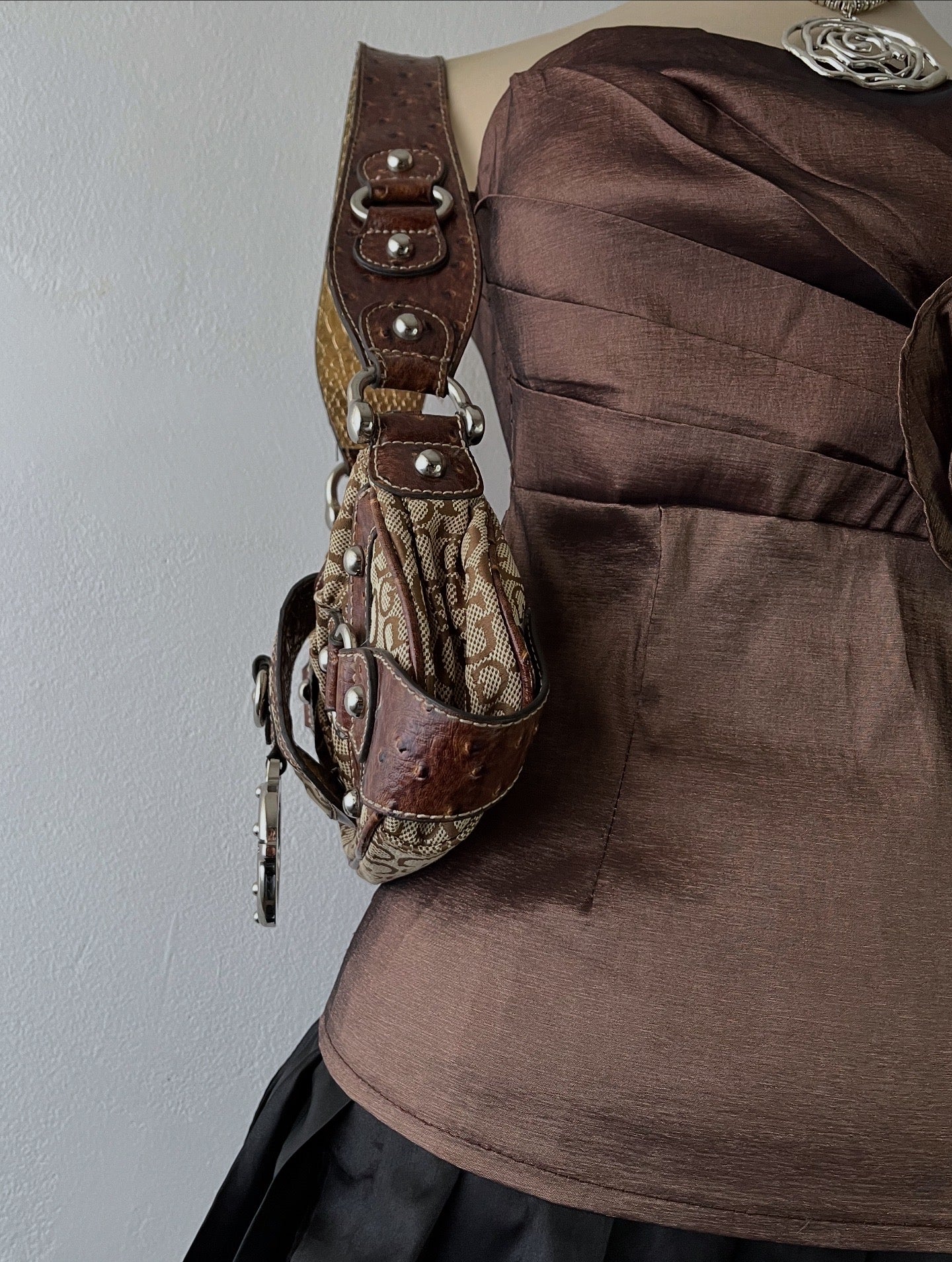 Iridescent brown corset top